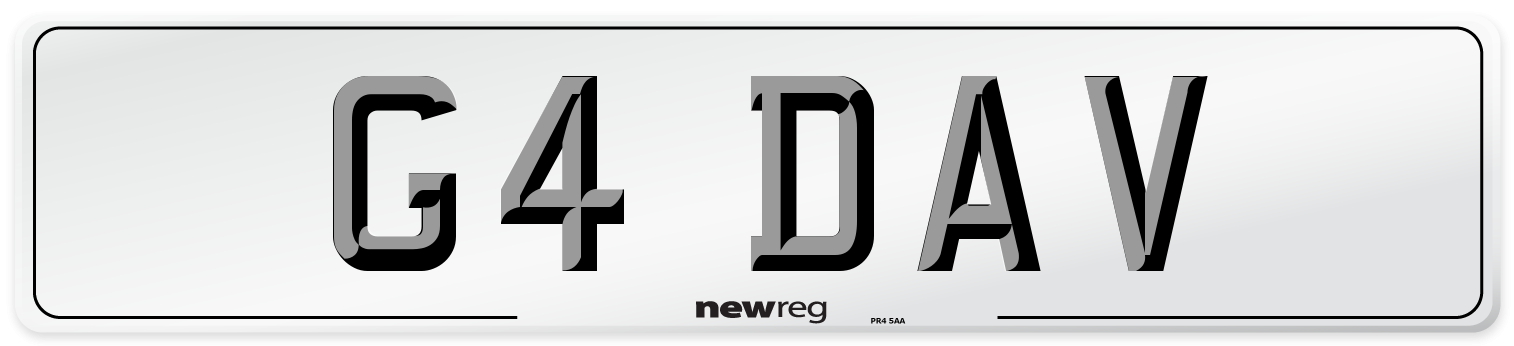 G4 DAV Number Plate from New Reg